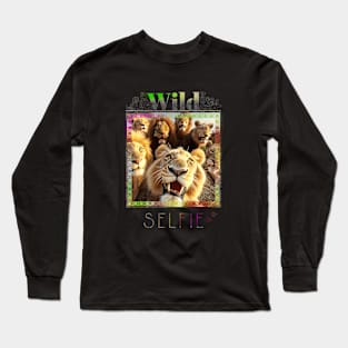 Lion King Wild Nature Funny Happy Humor Photo Selfie Long Sleeve T-Shirt